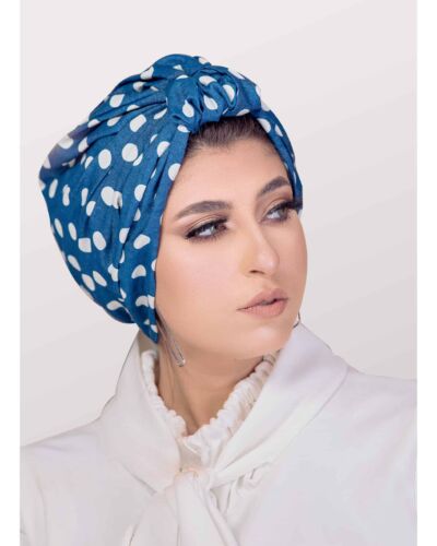 One-Piece Dotted Jeans with Front Ball Turban Women’s Head Cap