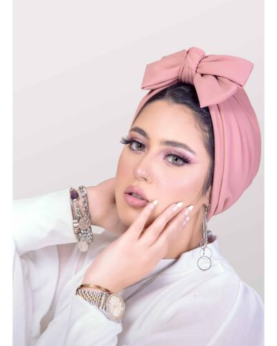 Light Weight and Unique Double Bow in Crepe Fabric Turban for Fashionable Women