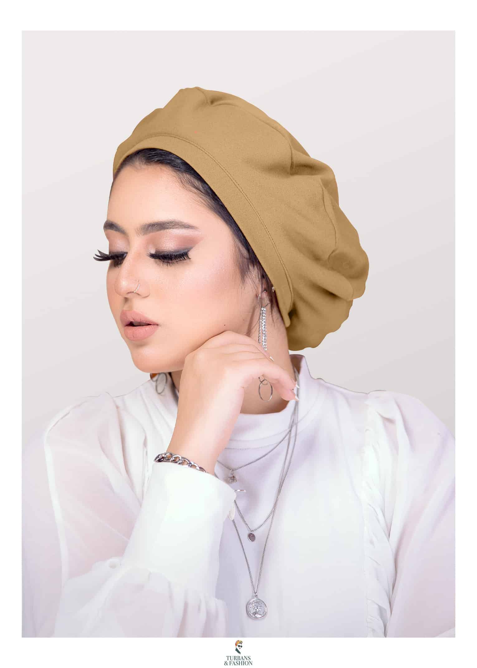 Women’s Casual Light Weight Beret in Soft Crepe Fabric  Effortless Turban and Head Gear