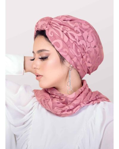 Basic Design in Joubert Embroidery Fabric Women’s Turban Scarf Set Stylish and Modern Hijab