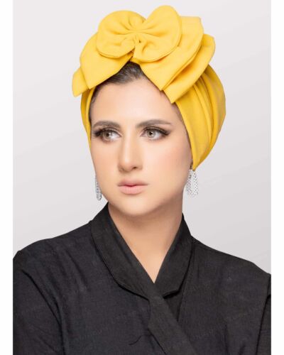 Women’s Smart Front Triple Bow in  soft Crepe Fabric Turban Head Gear Modest Head Covering