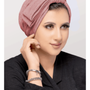 Women’s Assymertrical Half Bow Turban in Pleated Plisse Fabric Head Gear Head Covering