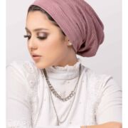 Women’s One-Piece Ready-to-Wear Scotch Turban in Stripe Textured Plisse Fabric Head Gear