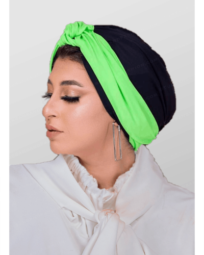 Swimming Turban with Fixed Green Ribbon