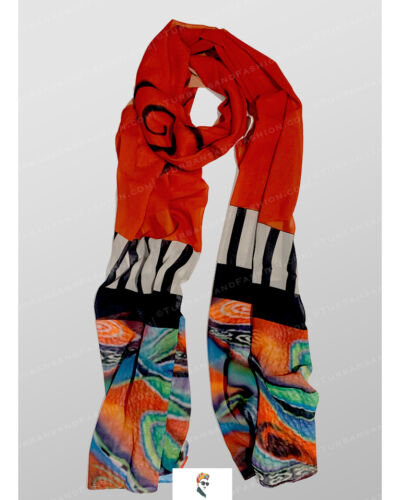 T&F Red Painted Scarf
